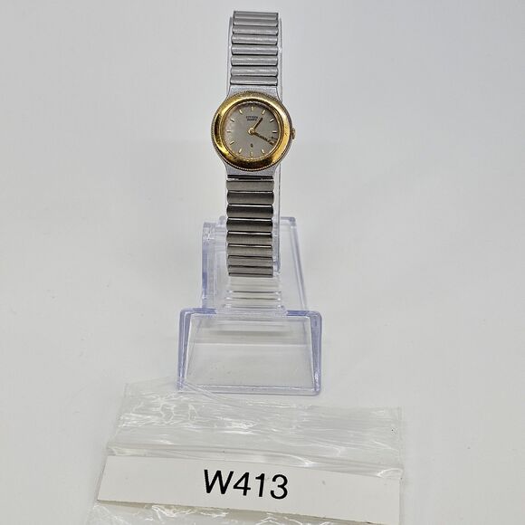 Citizen Women's Watch 22MM Gray Dial Gold Bezel Gray Bands 7.25" New Battery - Picture 14 of 14
